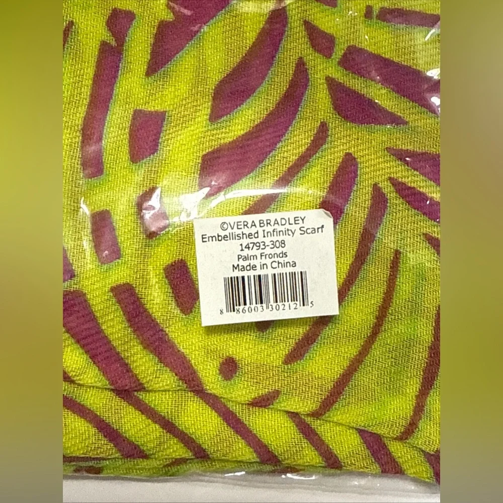 Vera Bradley Embellished Infinity Scarf Palm Fronds - NWT